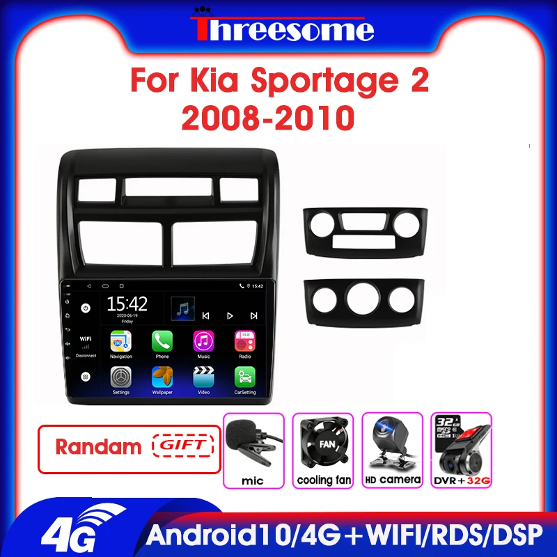 

Android10 4G+64G Car Radio Multimedia Video Player For Kia Sportage 2 2008-2010 8 Core 4G+WiFi Navigation GPS Head Unit 2 Din