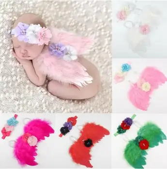 

Shooting Props Newborn Kids Baby Girls Boys Wings+Headband Flower Costume Photo Photography Prop Outfits