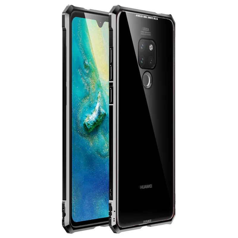 Роскошный чехол для Huawei Mate 20 Lite Pro X Металлический бампер + стеклянная Броня Чехол