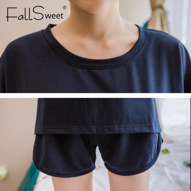 FallSweet пижамный комплект для женщин милые полосатые пижамы короткий рукав девушка ночной костюм XXL Домашняя одежда женские пижамы