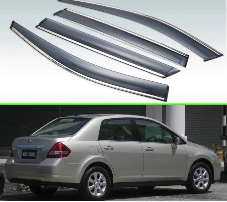 Для Nissan Tiida 2008- Nissan Latio sedan пластиковые внешние козырек вентиляционные Шторы окно Защита от солнца и дождя дефлектор 4 шт