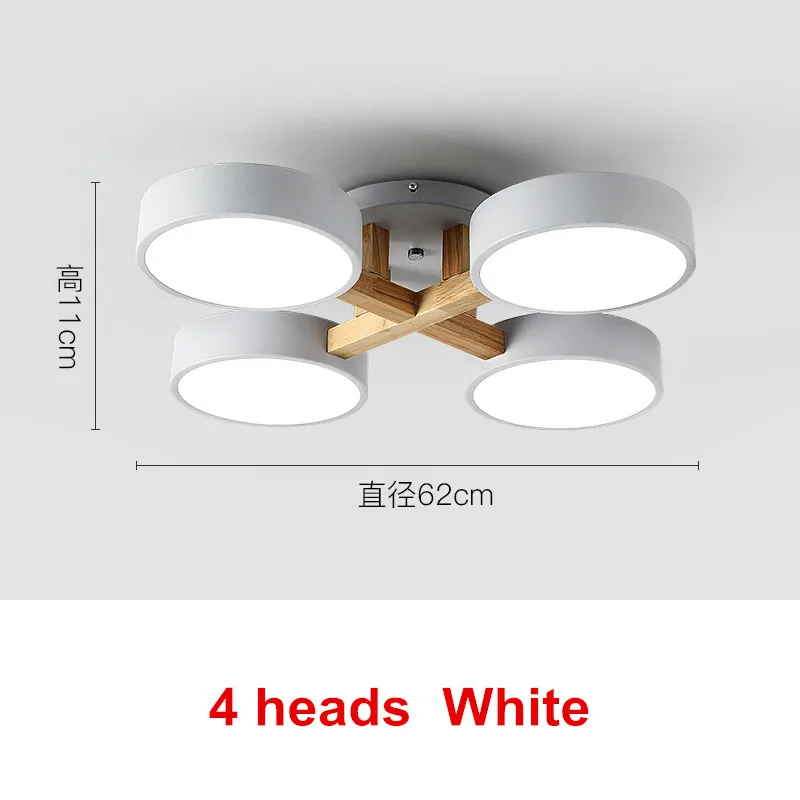 Креативный Художественный Деревянный светодиодный светильник-люстра, скандинавский чердак, люстры для спальни, гостиной, современный потолочный светильник, светильники - Цвет абажура: 4  heads white