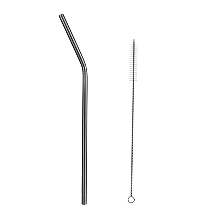 2PCS Black B 4 шт соломинки из нержавеющей стали многоразовые металлические трубочки для питья с чистящей щеткой для смузи молочный коктейль кухонный аксессуар - Цвет: 2PCS Black B