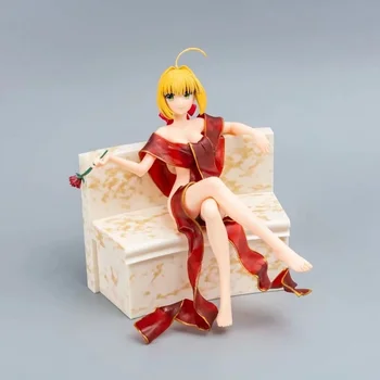 

Anime 18cm Fate Saber PVC Action Figure Toys Bathrobe Soup Bath Sitting Ver Red Saber Dolls Collectible Model Toys Kid Gift