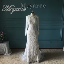 Mryarce потрясающее французское кружевное богемное свадебное платье Уникальные свадебные платья с длинными рукавами и открытой спиной