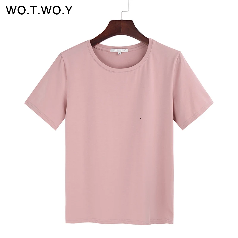 Женская футболка из хлопка  WOTWOY 12 цветов