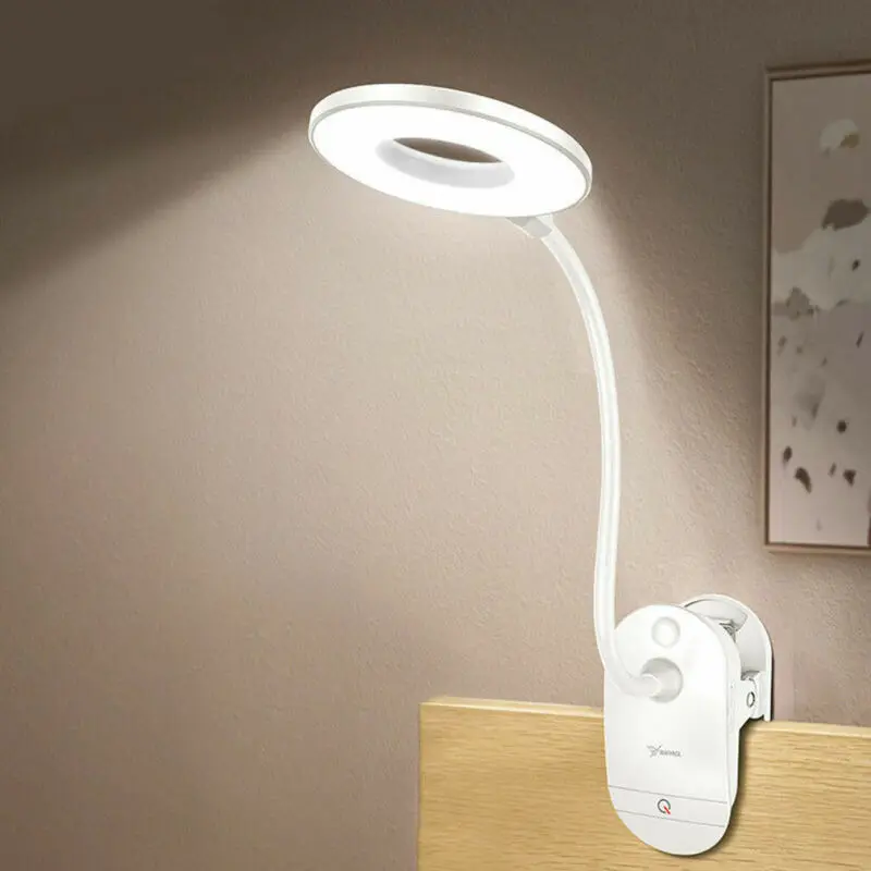 

3 Modes USB Clip LED Light Desk Table Reading Book Lamp Dimmable Touch 1200mAh