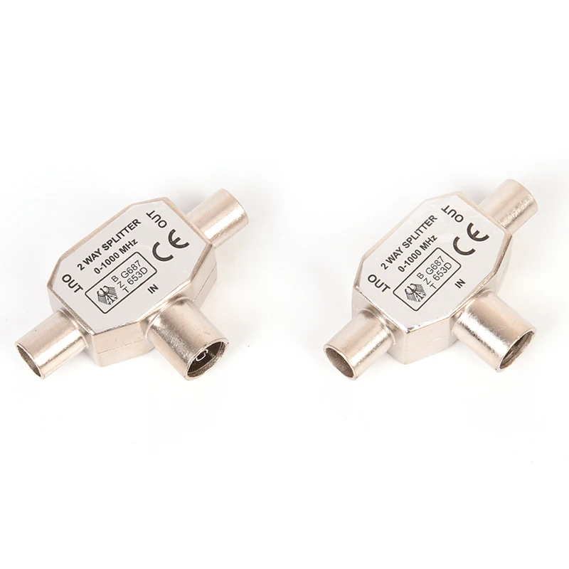 TV Splitter 2 Way TV Aerial Coaxial Splitter Coax Metal Signal T Adapter Combiner 2 Male To 1 Female Adapter For TV/T Adapters Coaxial