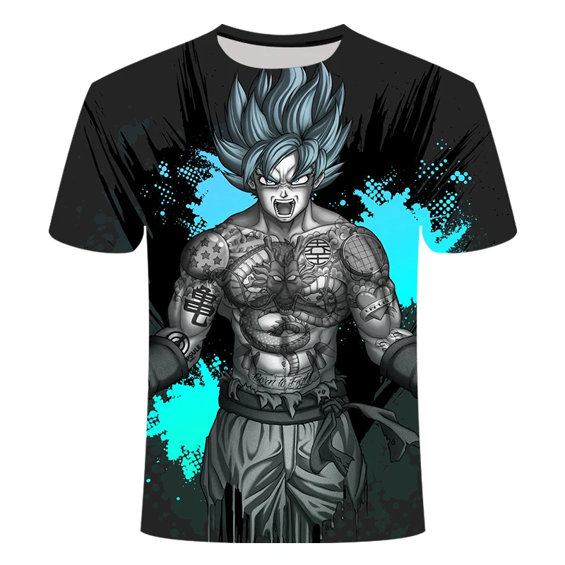 Новинка Мужская 3D футболка Dragon Ball Z Ultra Instinct Goku Super Saiyan God Blue Vegeta с рисунком летняя футболка Размер 6XL - Цвет: TX093