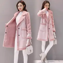 Модные замшевые женские зимние пальто плюс размер меховая хлопковая верхняя одежда 2019 Casaco Feminino осеннее пальто с воротником с лацканами и
