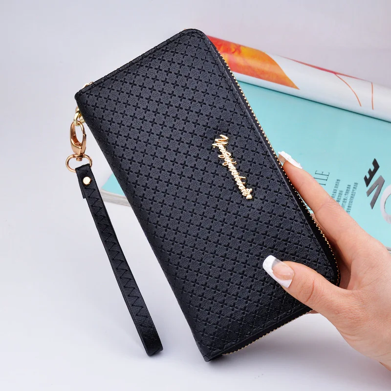 Black Ladies Zipper Purse Large Capacity Practical Hand Wallet Woman PU Leather Fashion Female Long Section Wallet - Цвет: Black
