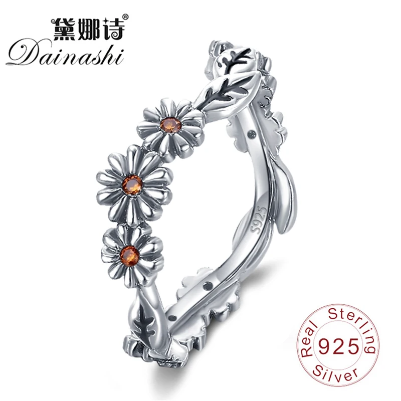 Dainashi Новое поступление серебро 925 пробы кольцо на палец с ромашками Женские