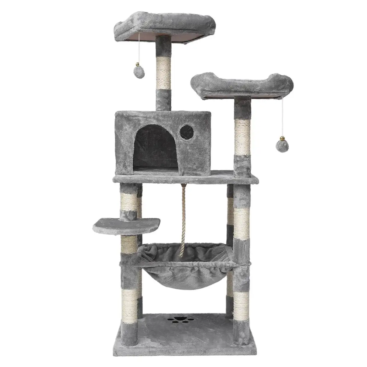 

Pet Cats Tree House with Hanging Ball Cat Toy Furniture Scratch Solid Woods for Cats Climbing Frame Cat Condos