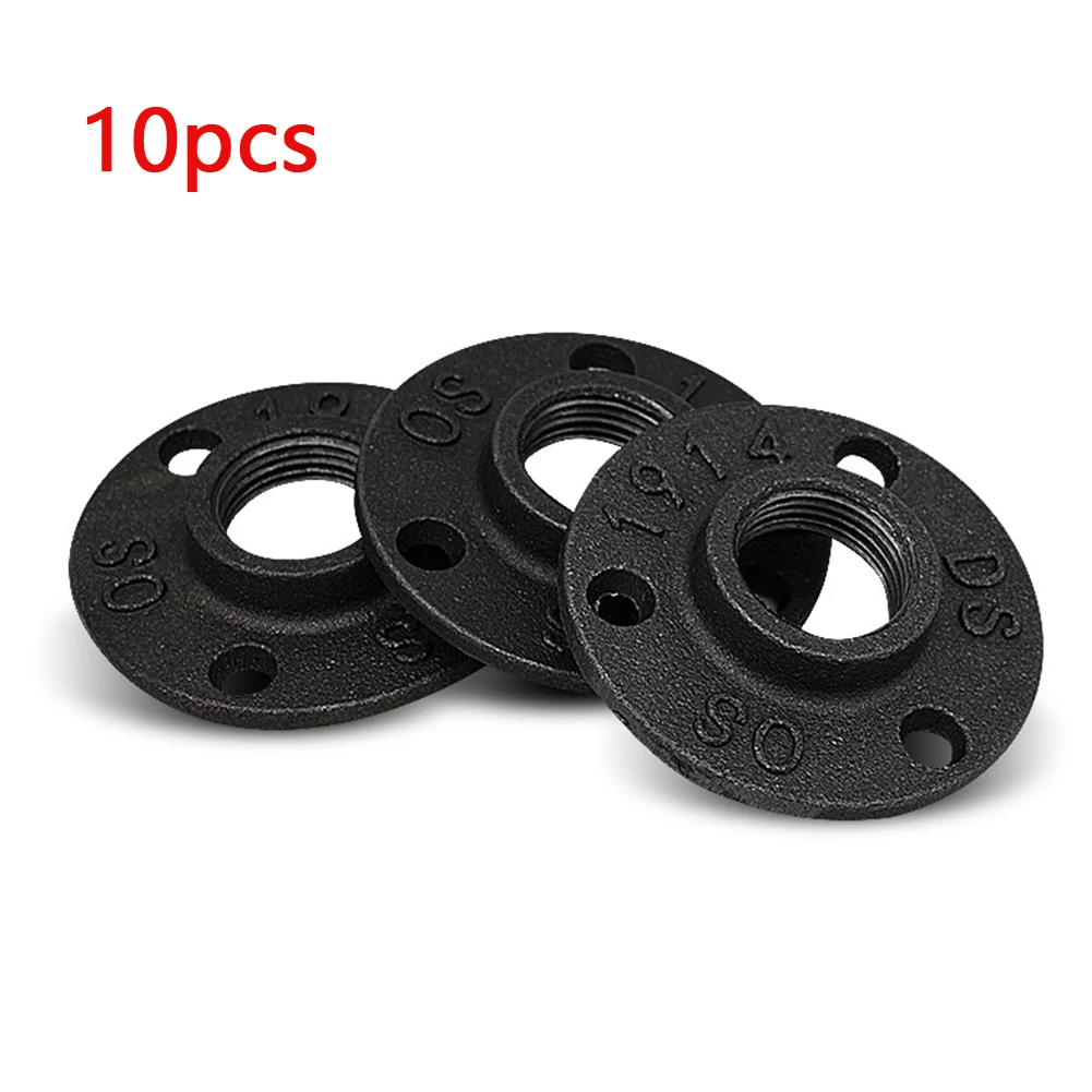 10pcs Durable Wall Mount Threaded Floor Hardware Pipe Fittings Accessories Tool Cast Iron Antique Adapter Replacement Flange