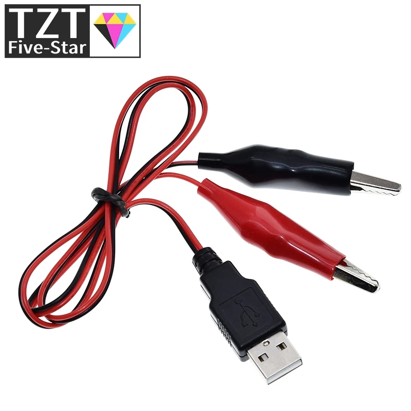 TZT Copper Alligator Clips with Wire Male USB Connector Test Leads Crocodile Clamp | Электронные компоненты и
