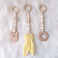 3/4Pcs/Set Nordic Cartoon Baby Wooden Rabbit Ear Toy Pendant Gym Fitness Rack Ornament Toddler Infant Room Decorations 2