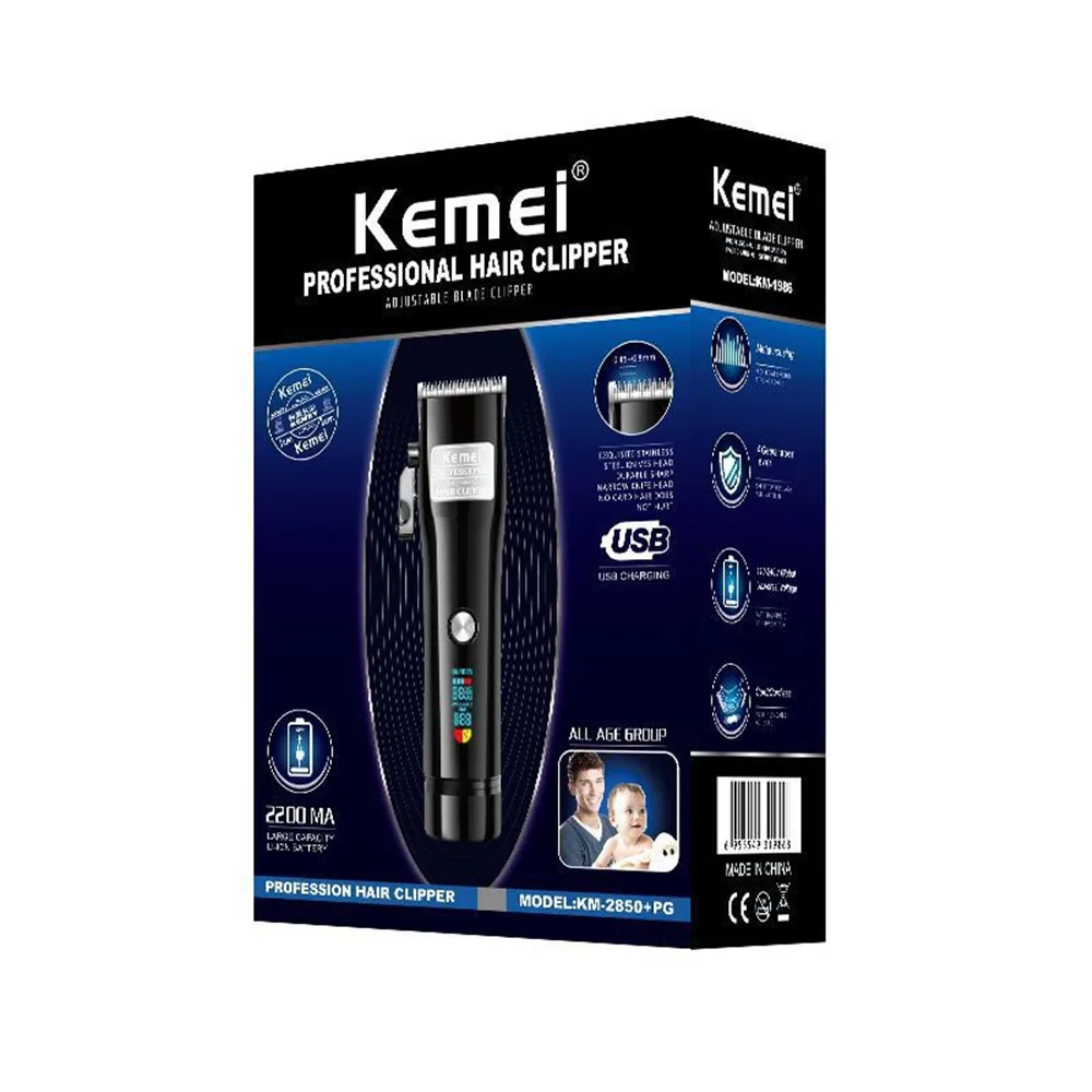 Триммер для волос ножницы парикмахеров Kemei KM 2850 PG машинка стрижки перезаряжаемая