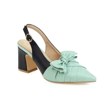 

Big Size Pointed bow sandals with thick heels high heels sandals women shoes woman summer ladies