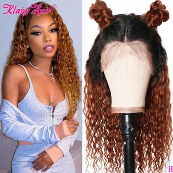 

Klaiyi Hair Curly Hair Lace Front Wigs 13*4 Inch Remy Hair TB30/Purple Pre-Plucked 150% Denisty Human Hair Wig 10''-24''