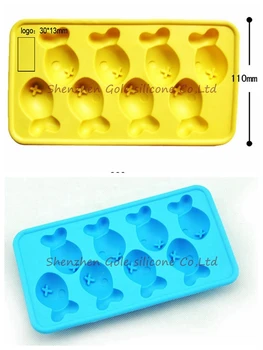 

100pcs/lot Luo Hasi Q fish ice lattice - animals silicone ice box ice lattice ice mold creative gifts
