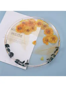 

Crystal Epoxy Resin Mold Coaster Round Tray Mirror Plate Casting Silicone Mould P0RF