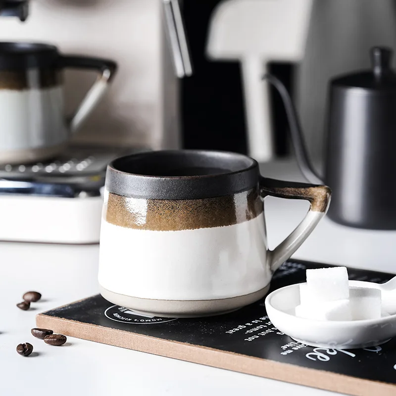 Керамическая кофейная чашка в японском стиле ретро, простая Бытовая Посуда из керамики, послеобеденный чай, десертная кружка для завтрака, Современная паровая гирлянда, чашка для латте
