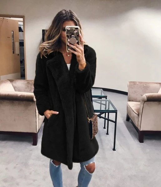 

LOOZYKIT Winter Women Faux Fur Coat Luxury Long Fur Coat Loose Lapel OverCoat Fur Jacket Thick Warm Plus Size Female Plush Coats