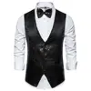 6 Styles Men Wedding Stage Show Gold Shiny Sequins Bow Vest Waistcoat Blue Black Silver Suit Vest Gilet Homme Classic Vests 2Pcs 5