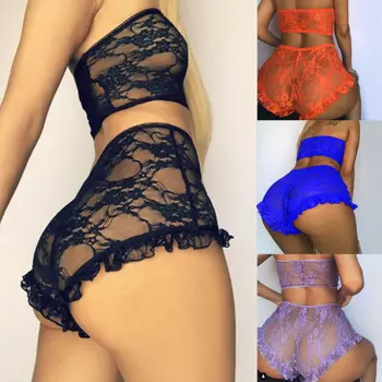 

Womens Ladies Sexy Lingerie Lace Top Bra G-string Ladies Triangle Thong Underwear Set Nightwear Sleepwear Pajama Sets