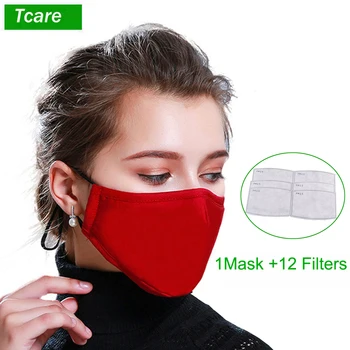 

Tcare 1Pcs Fashion Cotton PM2.5 Face Mouth Mask + 12Pcs Activated carbon filter for Men Women