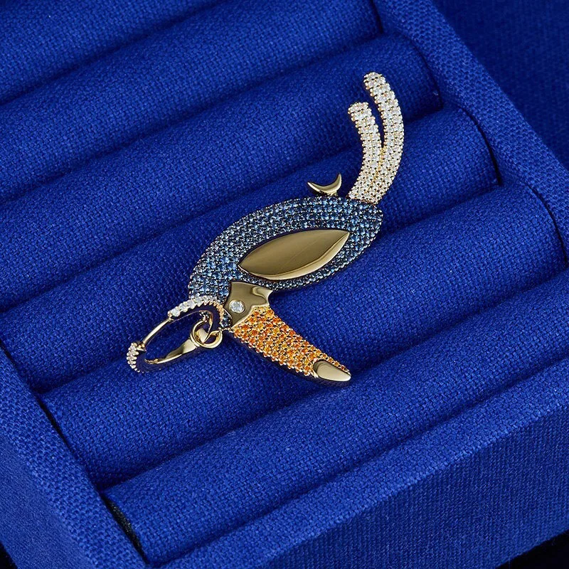 Женские разноцветные Серьги Туканы из серебра 925 пробы 1 шт.|Серьги-подвески| |