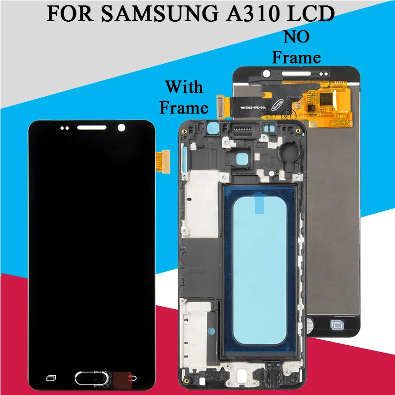 Цена Catteny A310 ЖК дисплей для samsung Galaxy A3 2016 ЖК дисплей с кодирующий преобразователь сенсорного экрана в сборе A310F дисплей с рамкой