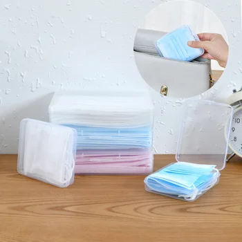 

5pcs 2020 Transparent Disposable Face Mask Dustproof Storage Box Temporary Folder Clip Storage Container Device
