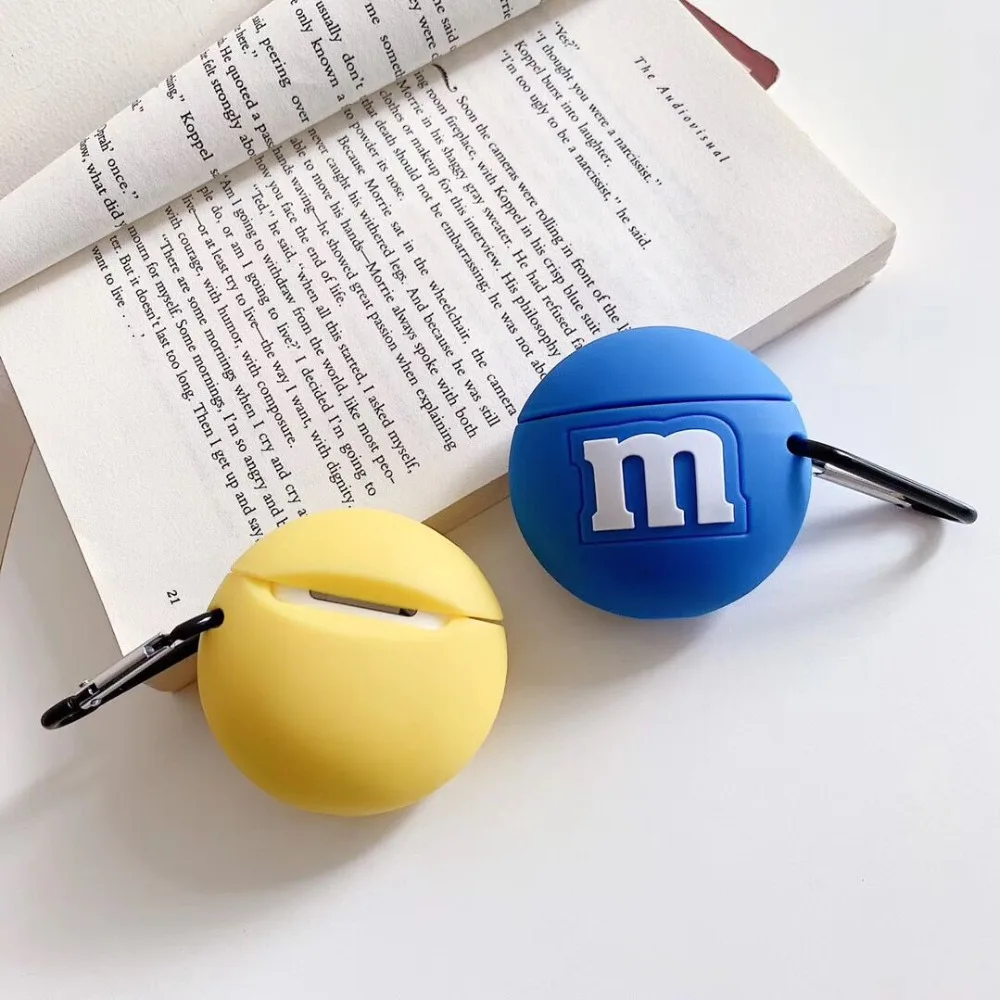 Милый мультяшный силиконовый чехол AirPods M bean candy с Bluetooth, беспроводной чехол для наушников AirPods 2, чехол для гарнитуры, чехол для наушников