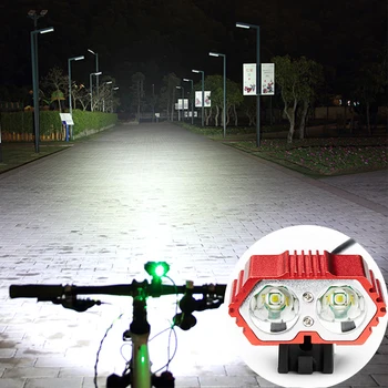 

8000LM 2 X T6 LED Flashlight Front Bicycle Headlight Waterproof USB Bike Light Dual Lamps Torch for Cycling Easy installation