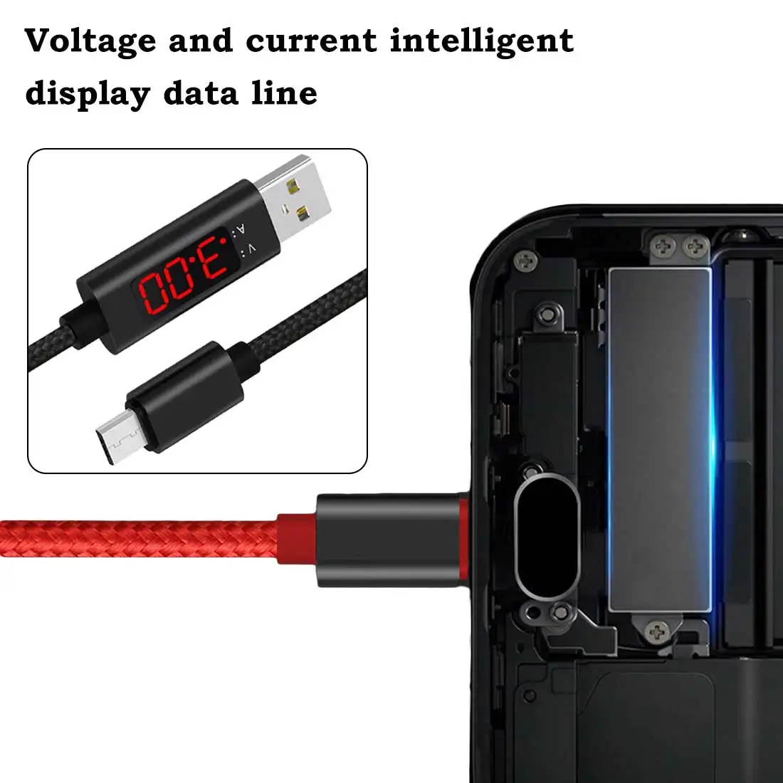3A (макс.) • отображение напряжения и тока USB кабель с нейлоновой оплеткой микро