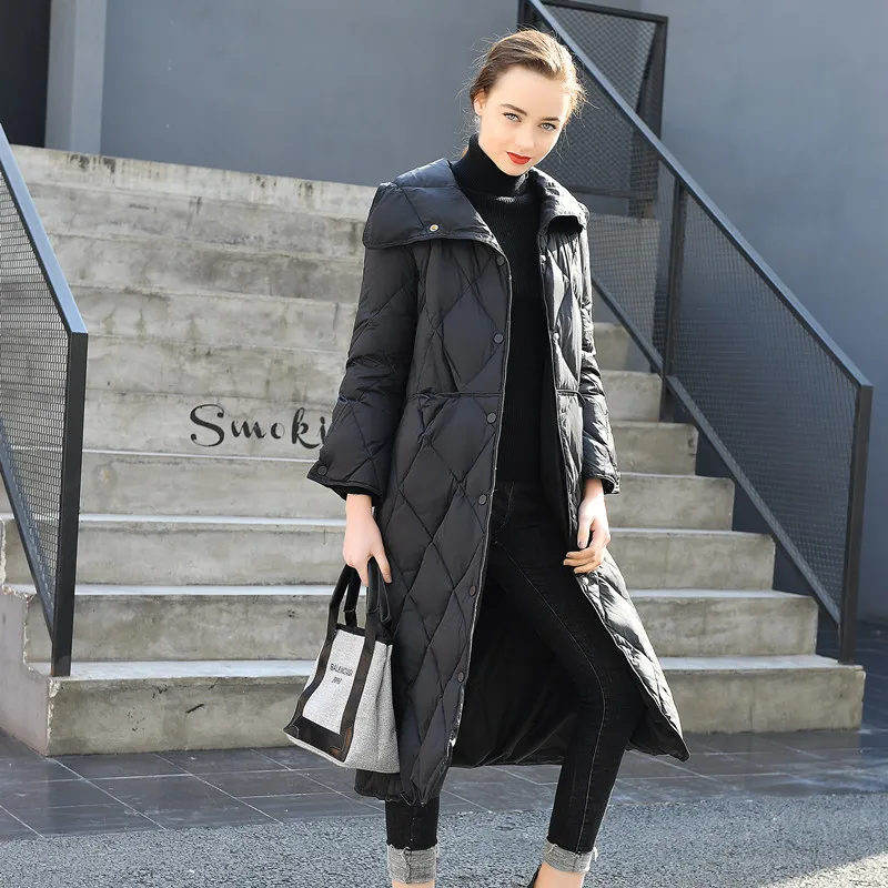 

90% white duck down jacket double-breasted down jacket 2019New women's thick winter jacket X-Long down jacket Doudoune Femme XL