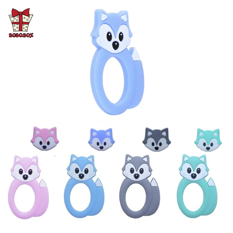 

BOBO.BOX 2pcs Silicone Teether Animal Baby Teether Pendant Food Grade BPA Free Baby Teething Chew Charms Silicone Beads Toy Gift
