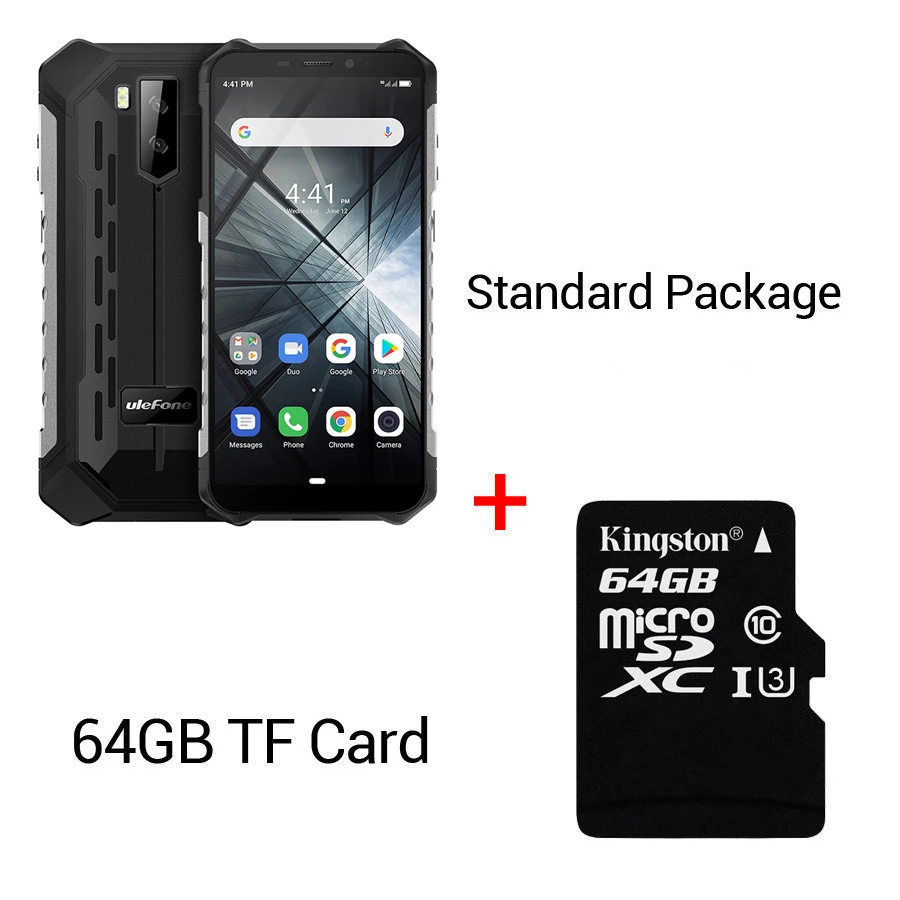 Silver N 64GB Card Ulefone Armor X3 прочный смартфон Android 9,0 IP68 Android 5," 2 ГБ 32 ГБ 5000 мАч 3g прочный мобильный телефон Android мобильный телефон - Цвет: Silver N 64GB Card