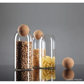 

New Glass Storage Jar Tea Canister Airtight Cork Glass Jar Coffee Bean And Dried Fruit Storage Cans Household 10/15/20/25CM