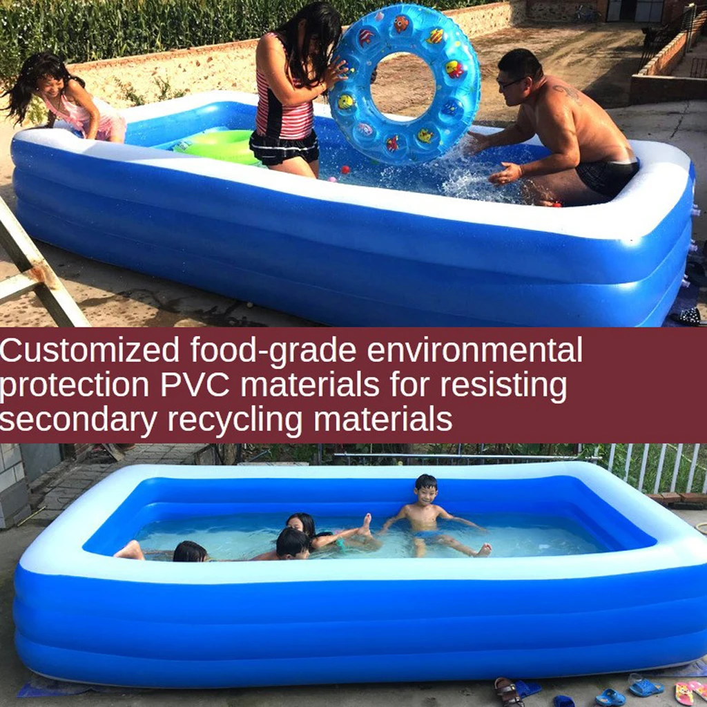 Foldable Inflatable Swimming Pool Tub Outdoor Backyard Bath Tub 3 Layers Thicken Family Beach Pool Fun Toy for Kids Adults S/M/L