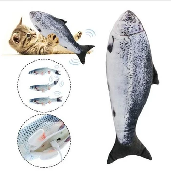 

Moving Fish Electronic Pet Cat Toy 3D automatic simulation fish USB Charging Dog Cat Wagging Catnip Chew Bite Fish Flop Toy New