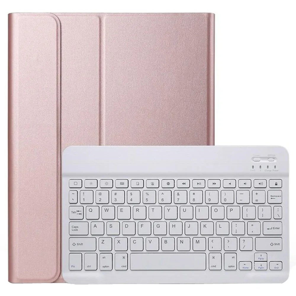 Bluetooth клавиатура кожаный чехол с карандашом держатель для iPad 10,2 съемный с Подсветкой Bluetooth клавиатура чехол подставка - Цвет: Rose Gold