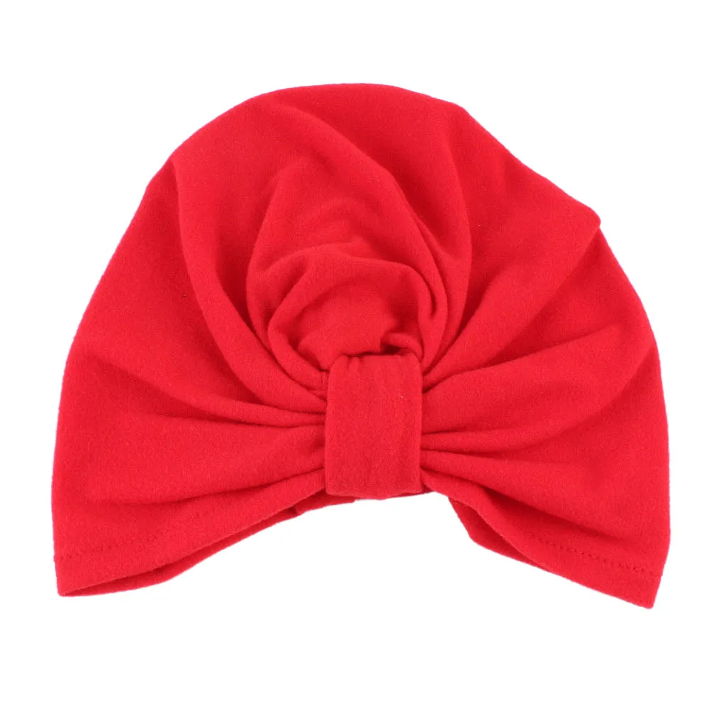 Новинка года; брендовая вязаная шапка-тюрбан с заячьими ушками и бантиком для маленьких девочек и мальчиков; головная повязка для малышей; однотонная карамельного цвета - Цвет: red