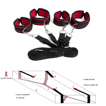 Handcuffs Bondage Erotic Under Bed Sex Bondage Restraint System Games for Adults Wrists Ankle Cuffs Sexy Lingerie Set Furniture 3