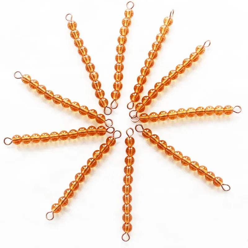 Golden 100pcs Beads Монтессори математические материалы цветные бусины Монтессори раннее образование Дошкольное обучение в математике игрушки для детей L1846F - Цвет: Golden 100pcs Beads