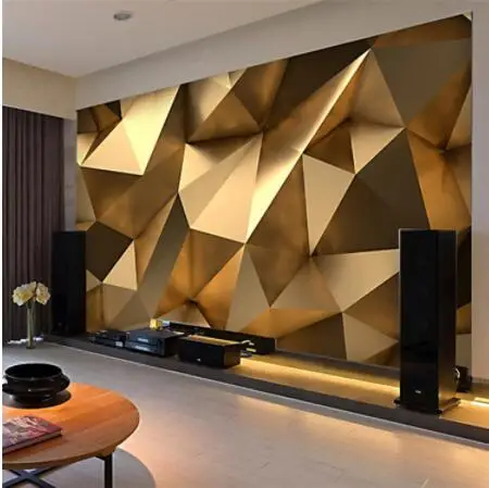 

Custom Photo Wallpaper 3D Stereo Abstract Space Golden Geometry Mural Modern Art Creative Living Room Hotel Study Wall Paper 3 D