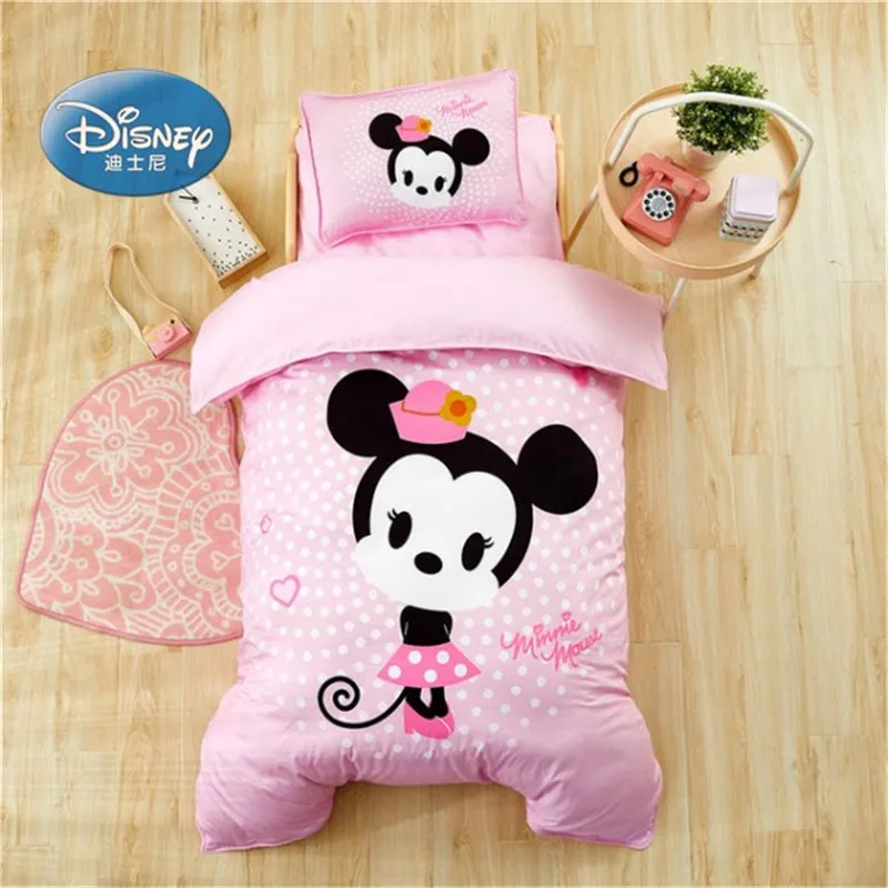 Disney Cartoon Minnie Mickey elsa Bedding Set for Baby Crib Bed 3Pcs Duvet Cover Bedsheet Pillowcases for Baby Boy Girl 0.6m Bed