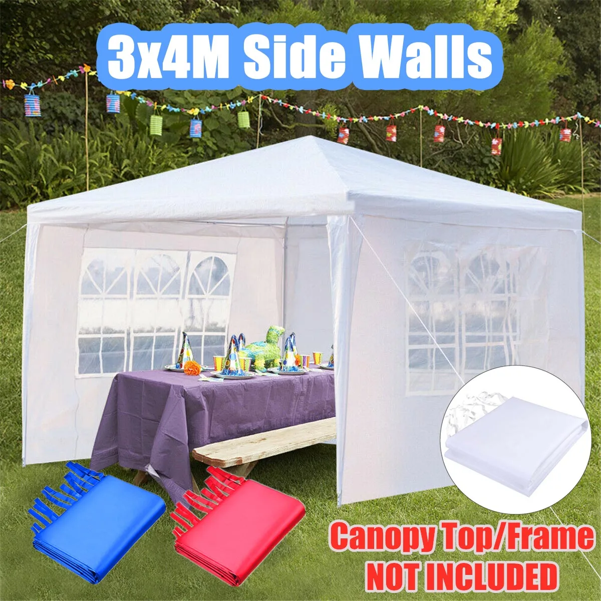 

3x4m Oxford Cloth Party Tent Wall Sides Waterproof Garden Patio Outdoor Canopy Sun Wall Sunshade Shelter Tarp Sidewall Sunshade