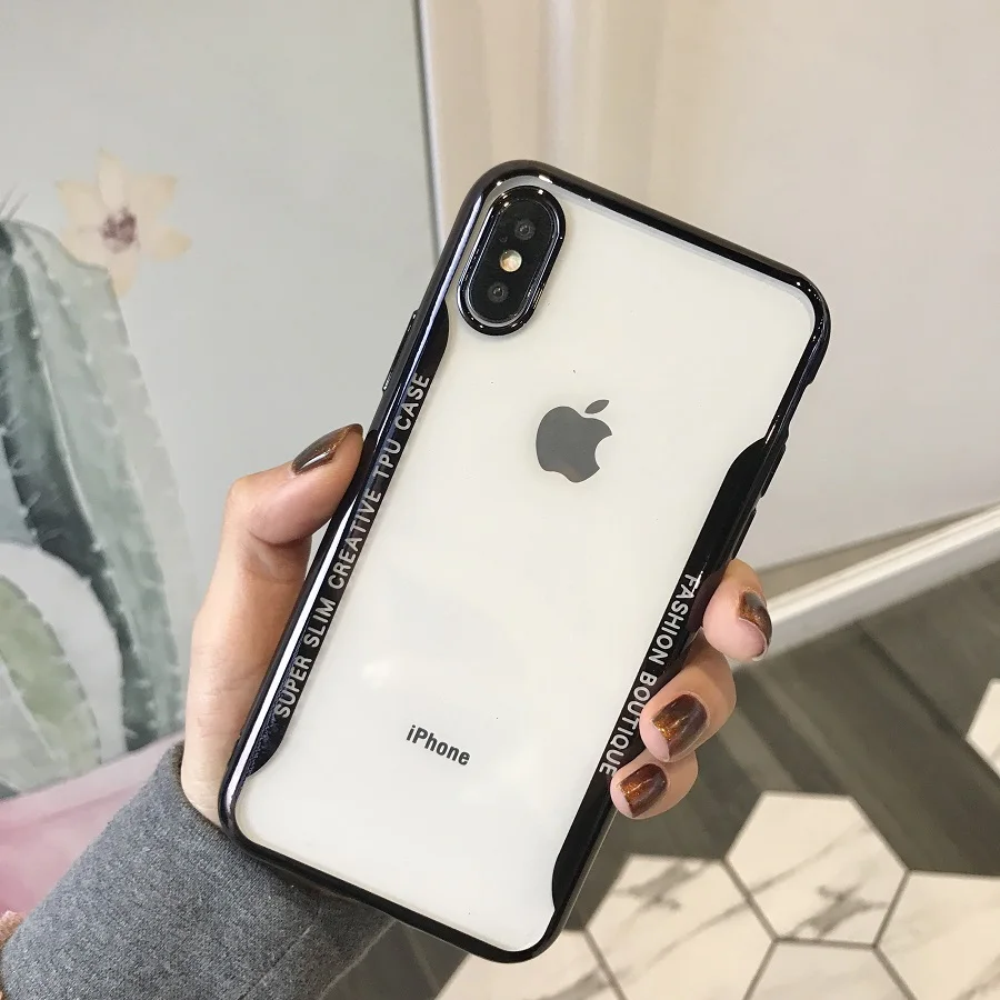 Модный чехол для телефона для iPhone 6, 6 S, 7, 8 Plus, мягкий ТПУ гальванический чехол для X, XR, XSMAX 11, 11Pro MAX, защитный чехол - Цвет: Прозрачный